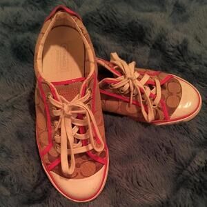 Size 9 Coach Signature Sneakers - Brown and Pink